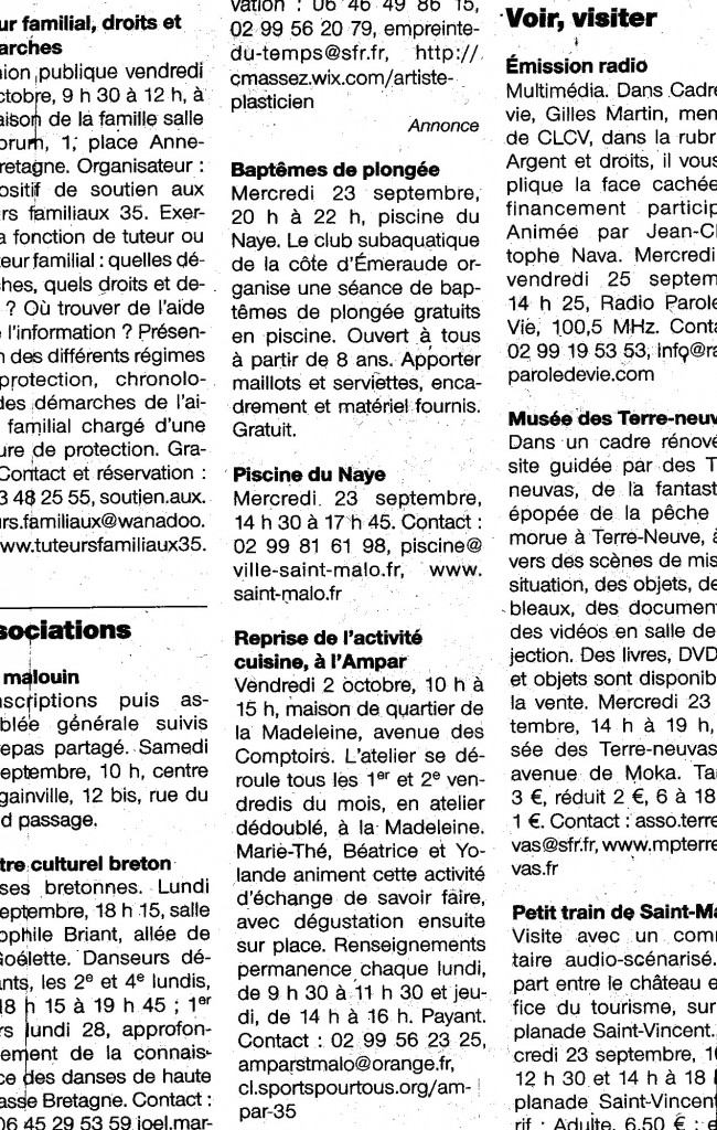 Ouest France 23 Septembre 2015